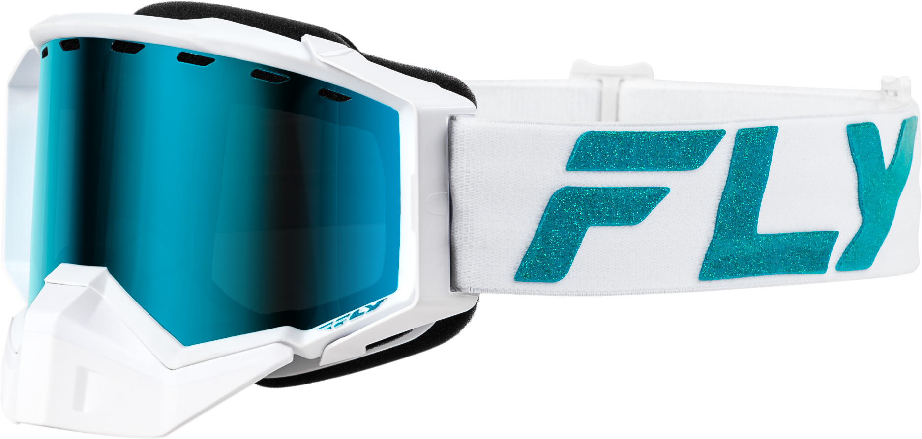 Fly Racing Zone Elite Snw Goggle Wht/Teal W/ Sky Blue/Polarized Smk Lens 37-4100