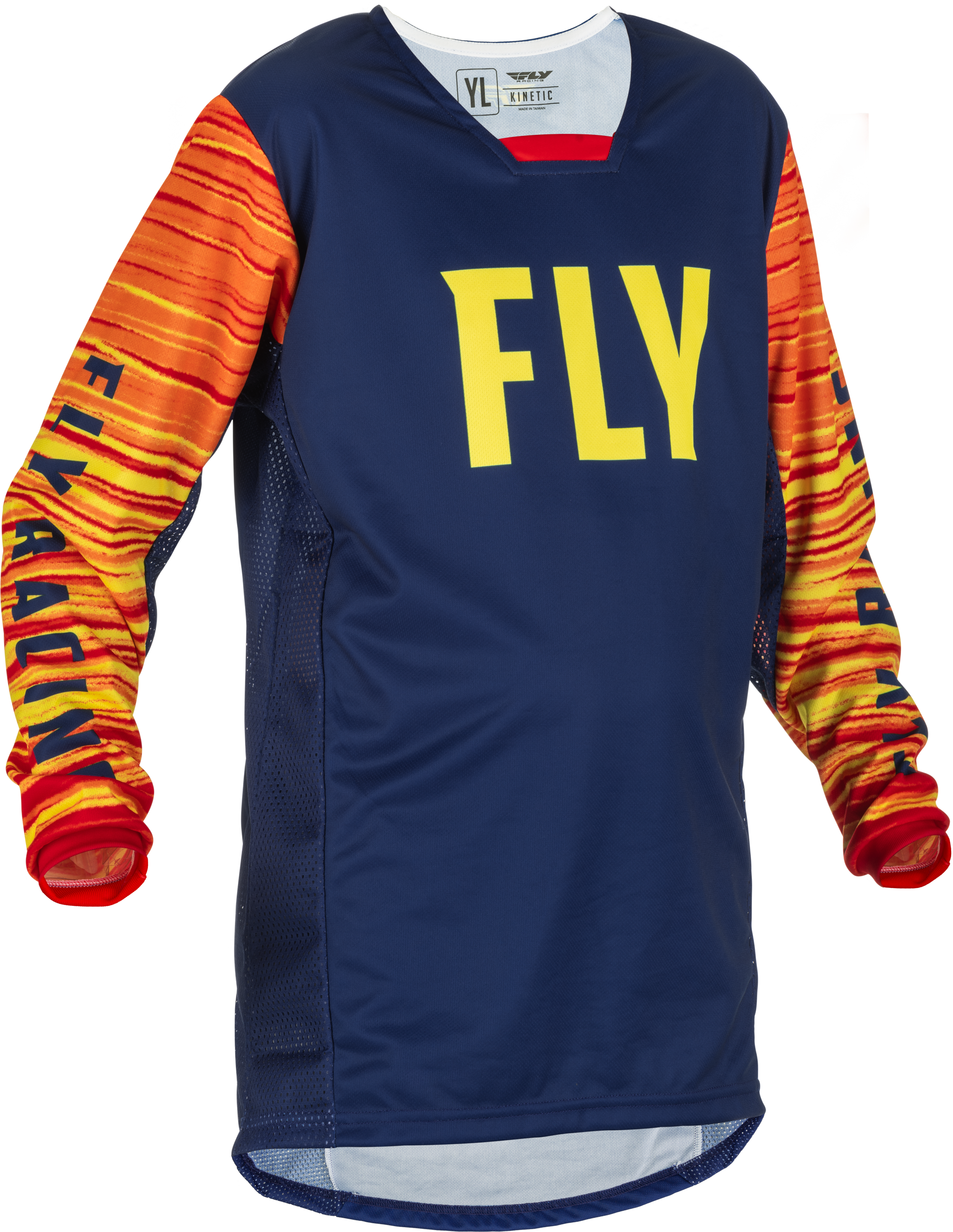 Fly Racing Youth Kinetic Wave Jersey Navy/Yellow/Red Ym 375-526YM