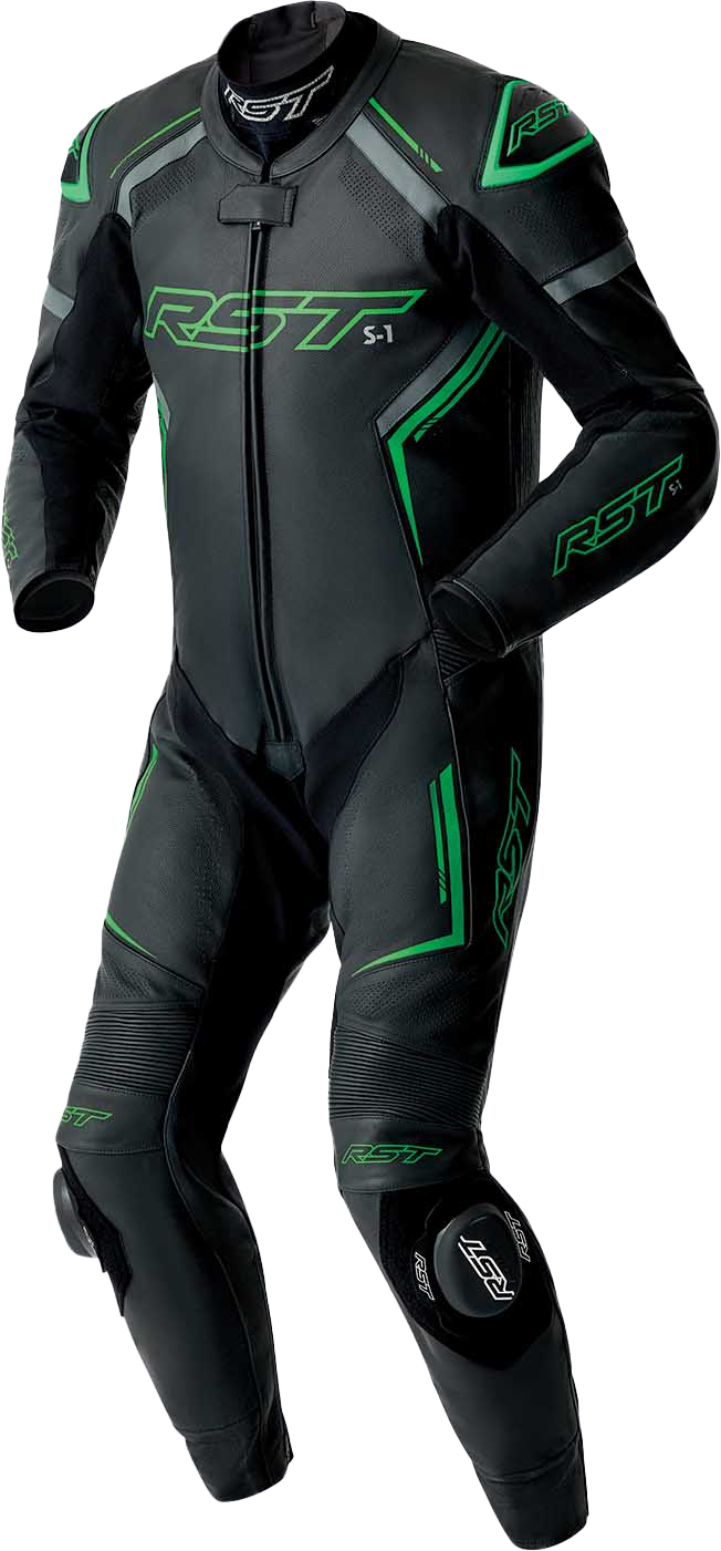 RST S1 D3o Suit Blk/Gry/Flo Grn Leather 2x 556-3604348