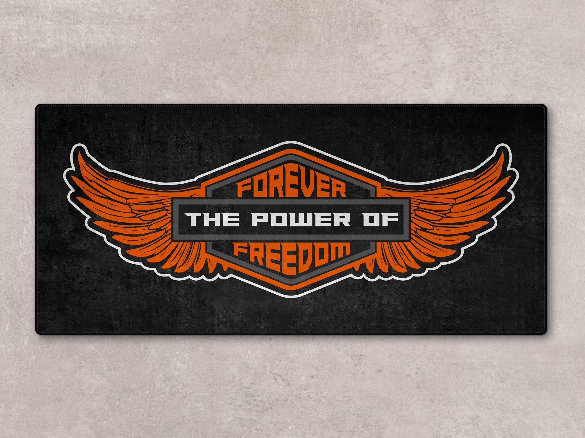 MPM Motorcycle Mat for Cruiser - Touring - Sport Motorcycle Wings " Forever The Power of Freedom " -  MM7102