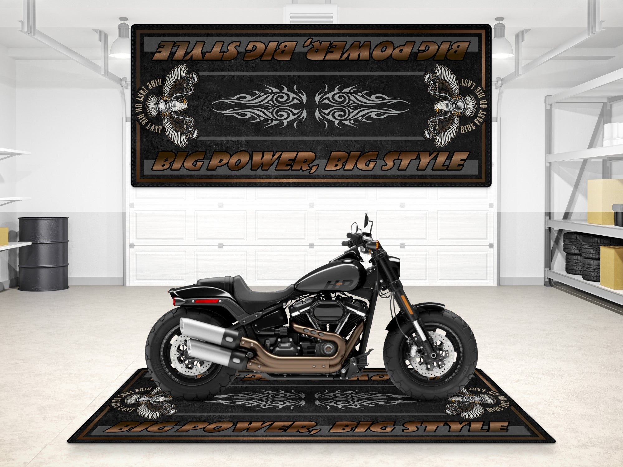 MPM Motorcycle Mat for Cruiser Motorcycle "Big Power, Big Style" - MM7305