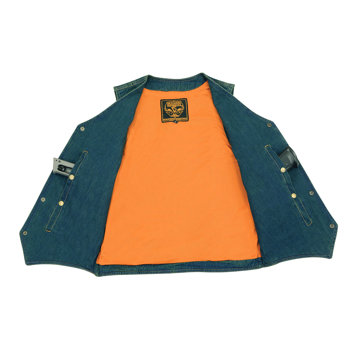 DM1310 Men's Blue Denim Classic Snap Front Biker Vest