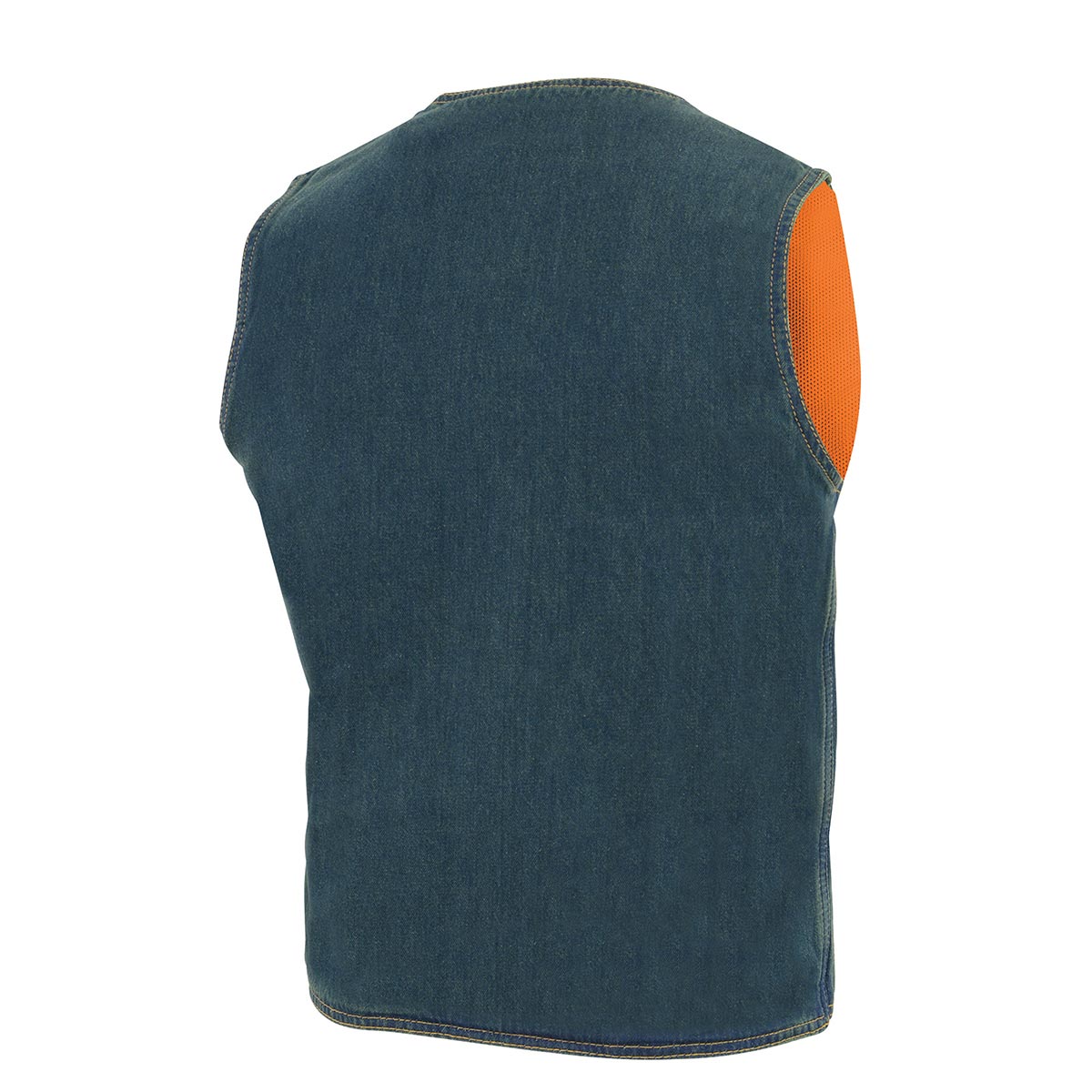 DM1310 Men's Blue Denim Classic Snap Front Biker Vest