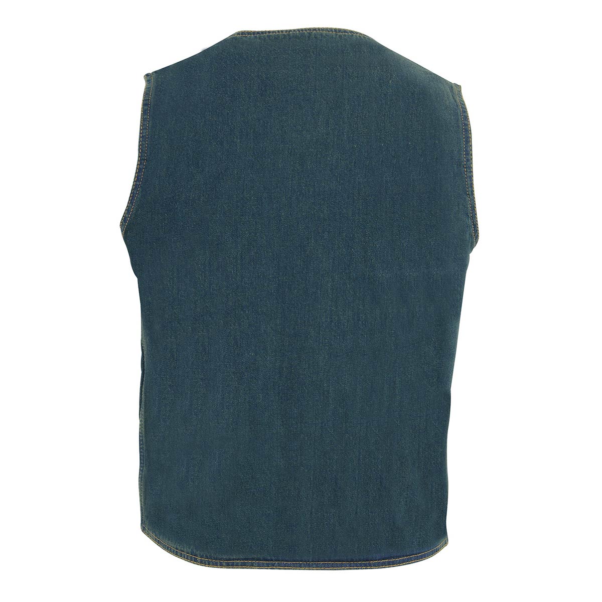 DM1310 Men's Blue Denim Classic Snap Front Biker Vest