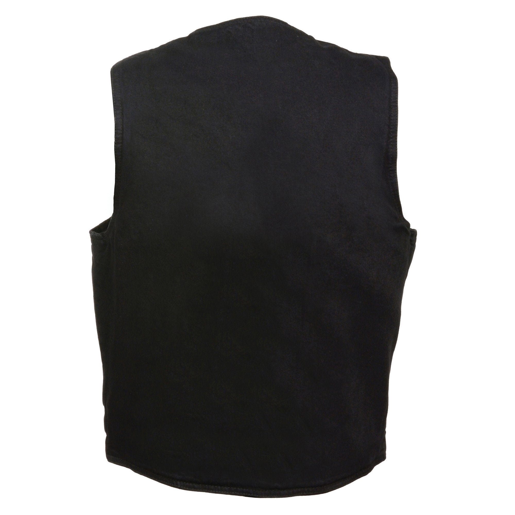 DM1310 Men's Black Denim Classic Snap Front Biker Vest