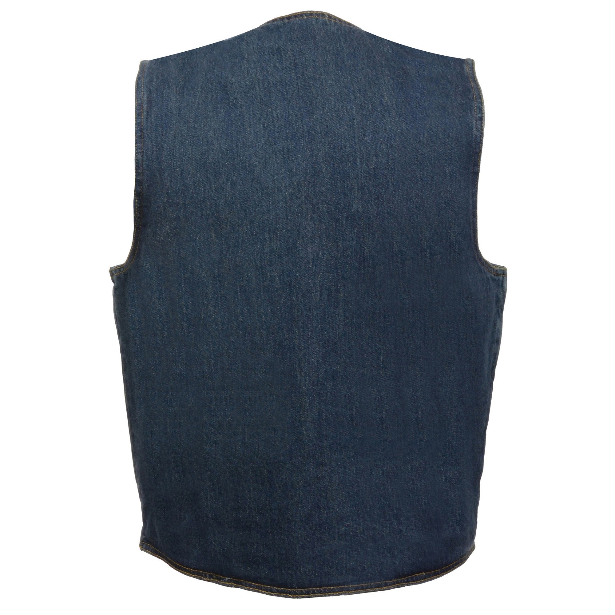 DM1310 Men's Blue Denim Classic Snap Front Biker Vest