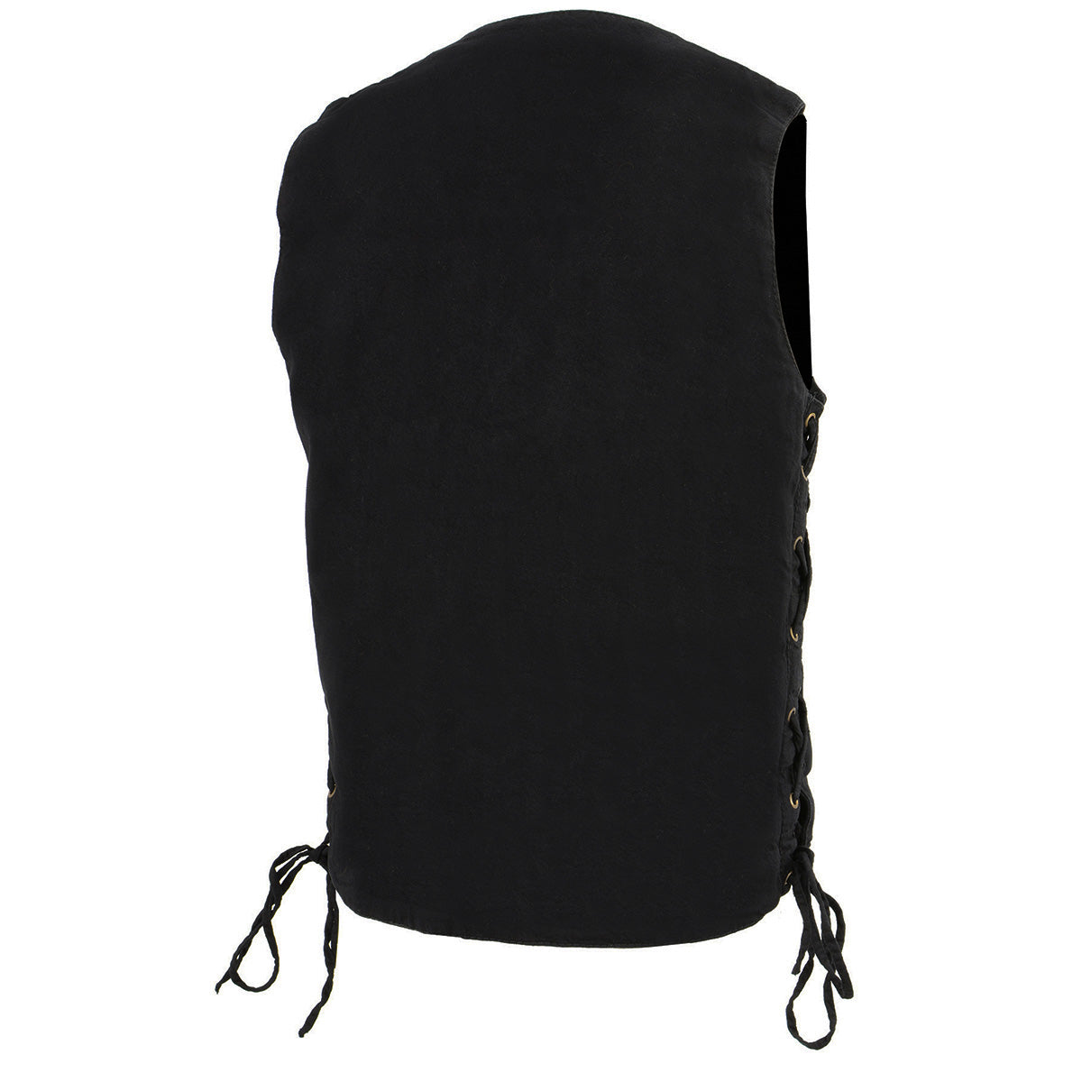 DM1990 Men's Black 10 Pocket Side Lace Denim Vest