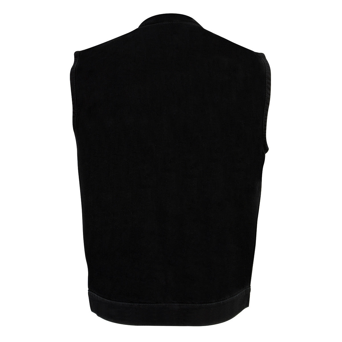 DM2238 Men's Classic Black Denim Club Style Vest with Snap Button Closure