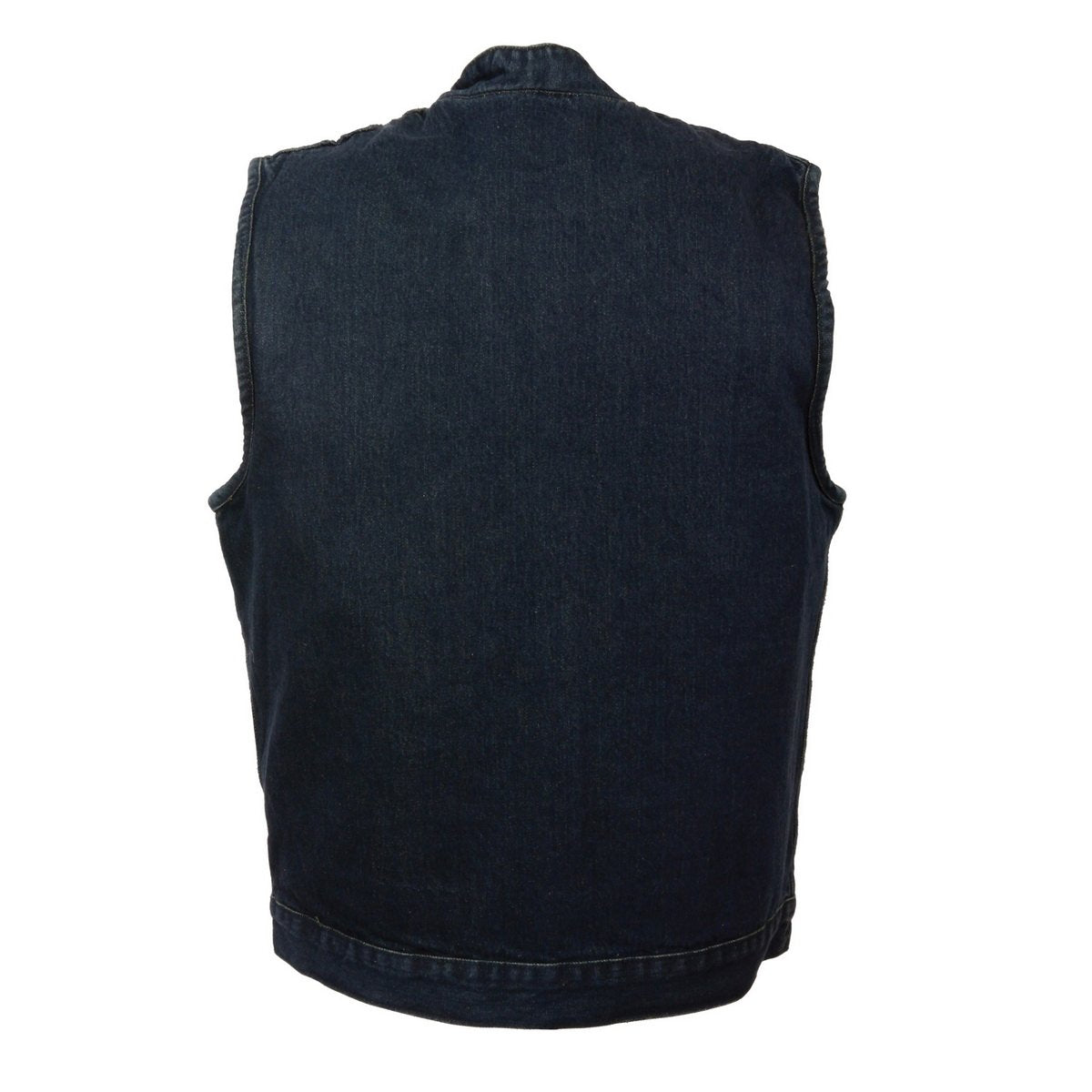 DM2238 Men's Classic Blue Denim Club Style Vest with Snap Button Closure