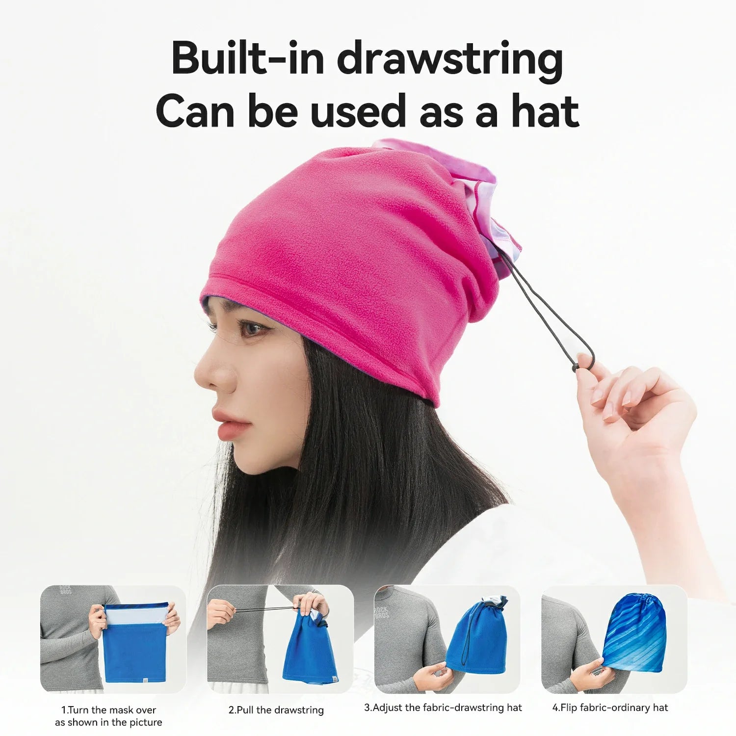 Winter Fleece 3 IN 1 Cycling Mask Hat Reversible