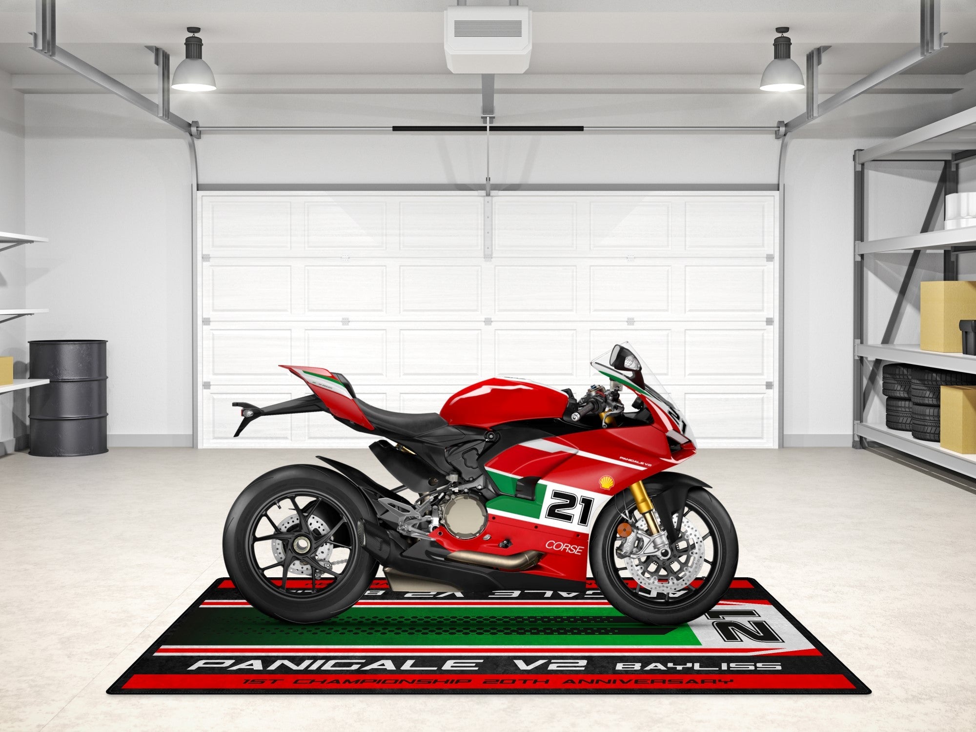 MPM Motorcycle Mat for Ducati Panigale V2 Bayliss 1st Championship 20th Anniversary - MM7193