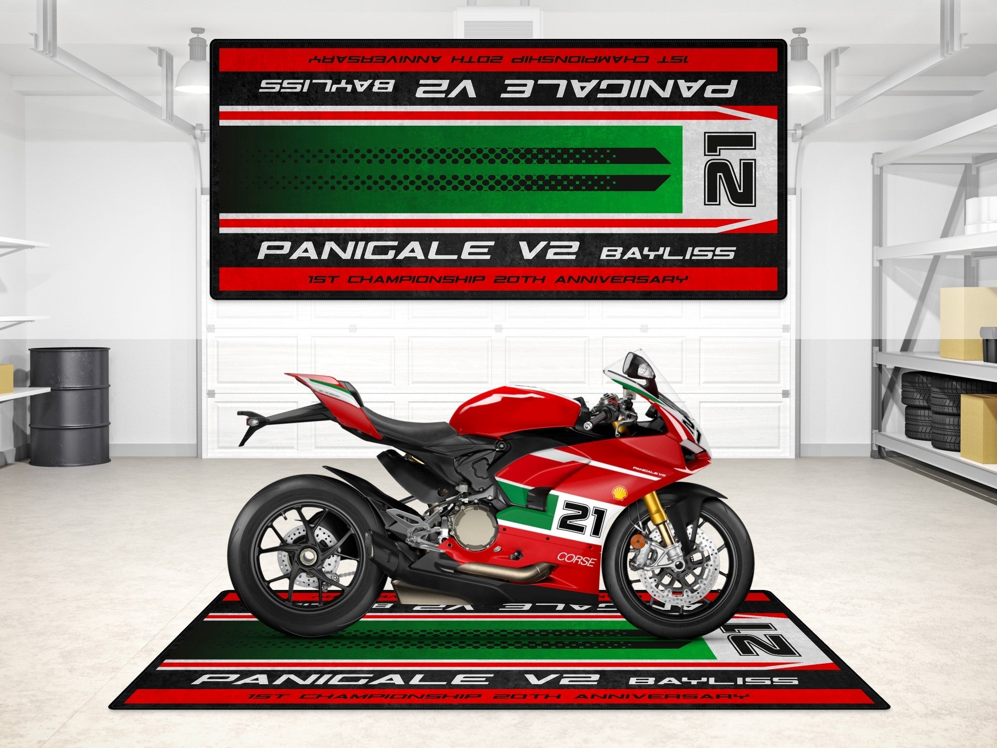 MPM Motorcycle Mat for Ducati Panigale V2 Bayliss 1st Championship 20th Anniversary - MM7193