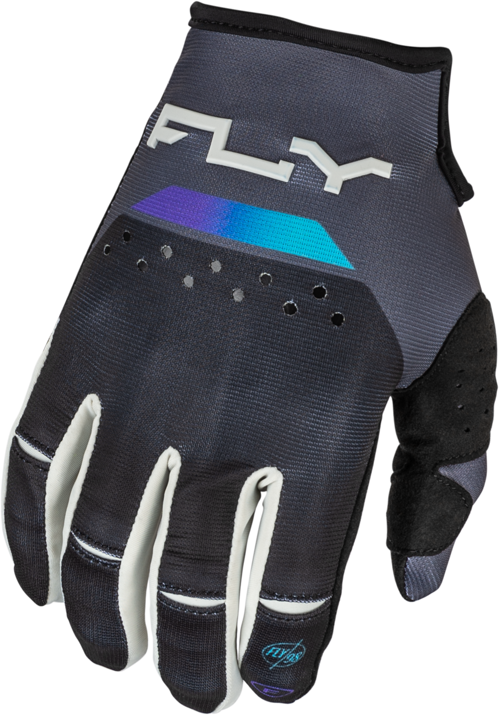 Fly Racing Kinetic Reload Gloves Charcoal/Black/Blue Iridium Lg 377-510L