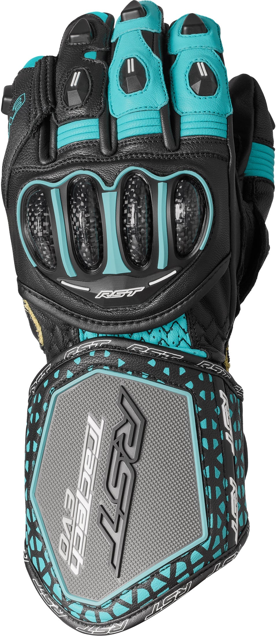 RST Womens Tractech Evo 4 Ce Glove Black/Aqua/Grey Leather Md 556-3495107