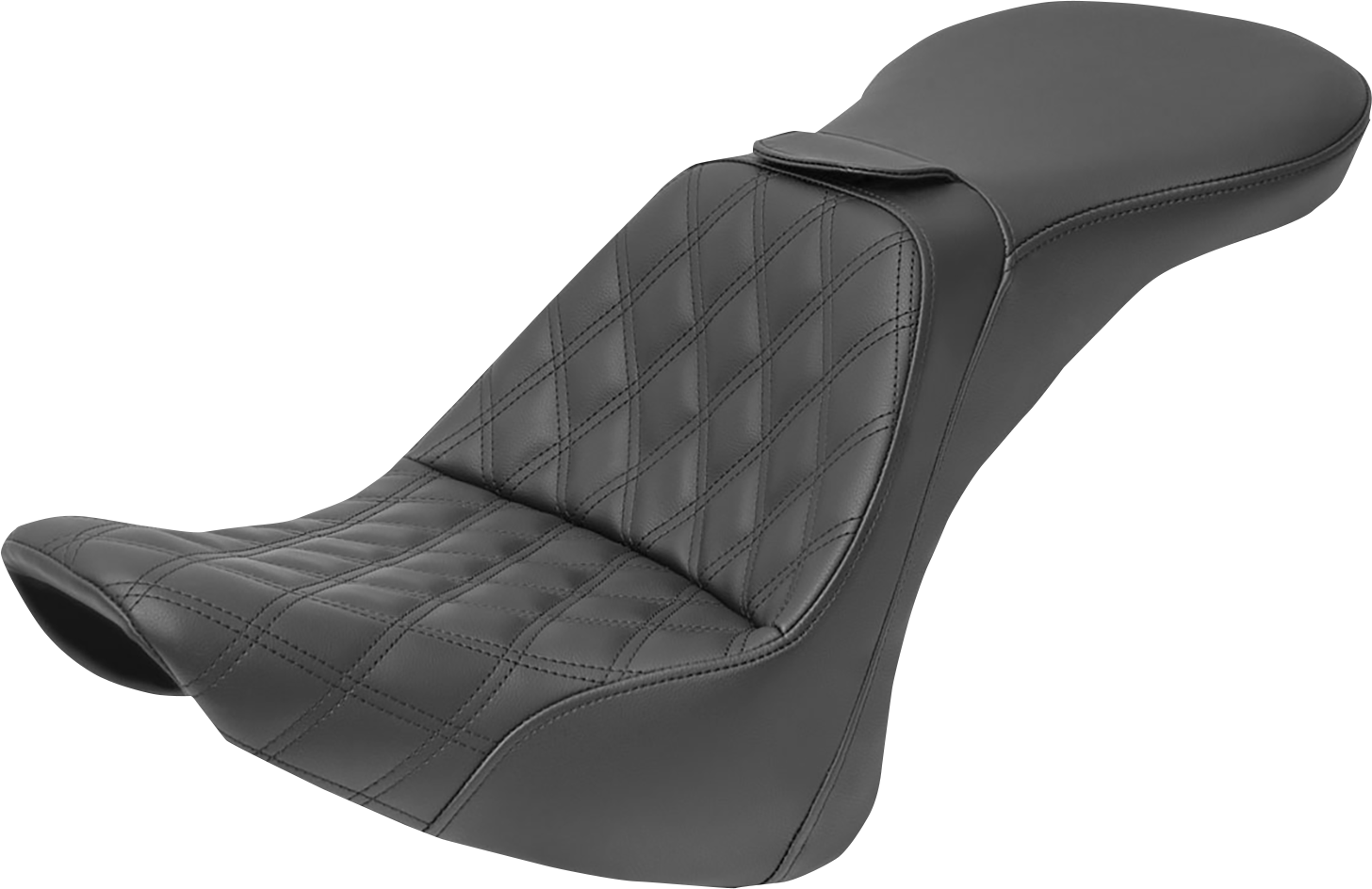 SADDLEMEN Explorer Seat - With Backrest - Lattice Stitched - Black - FLSTN 806-15-030LS