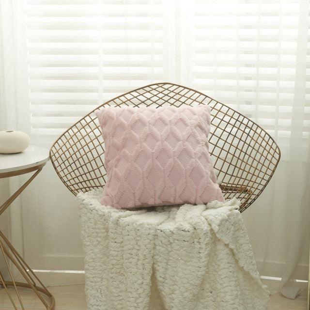 Elegant Plush Pillow Cover Geometric Soft Plush Short Wool Velvet Decorative Throw Pillow Covers Luxury Style Cushion Case Pillow Decorative Throw Pillow Case Soft Cozy Bed Cushion Cover Faux Fur Home Decor
