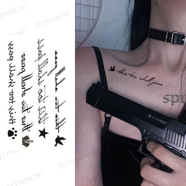 Elegant Small Waterproof Temporary Tattoo Sticker Makeup Flame Finger Black Square Rose Flower High Quality Design For Womens