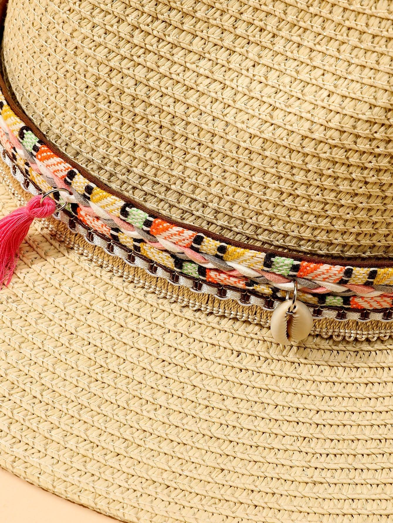 Elegant Tassel Beach Hats For Women Women's Bucket Sun Hat Max Sun Protection Holiday Hats Ladies Sun Hat Summer Straw Hats UV Protection Foldable Travel One Size Hat Modern Summer Fedoras For Party