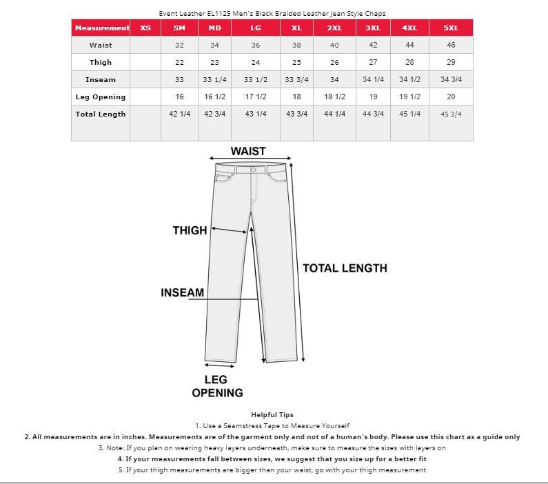 Chaps for Men's Black Thin Braided Premium Leather Jean Style Pocket Motorcycle Chaps-ML1125