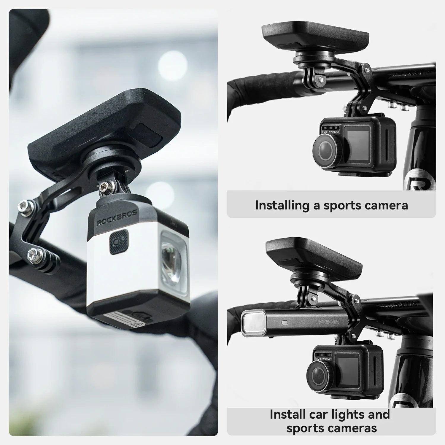 Bike Mount Extension Base for Bike Computer, Light & Action Camera