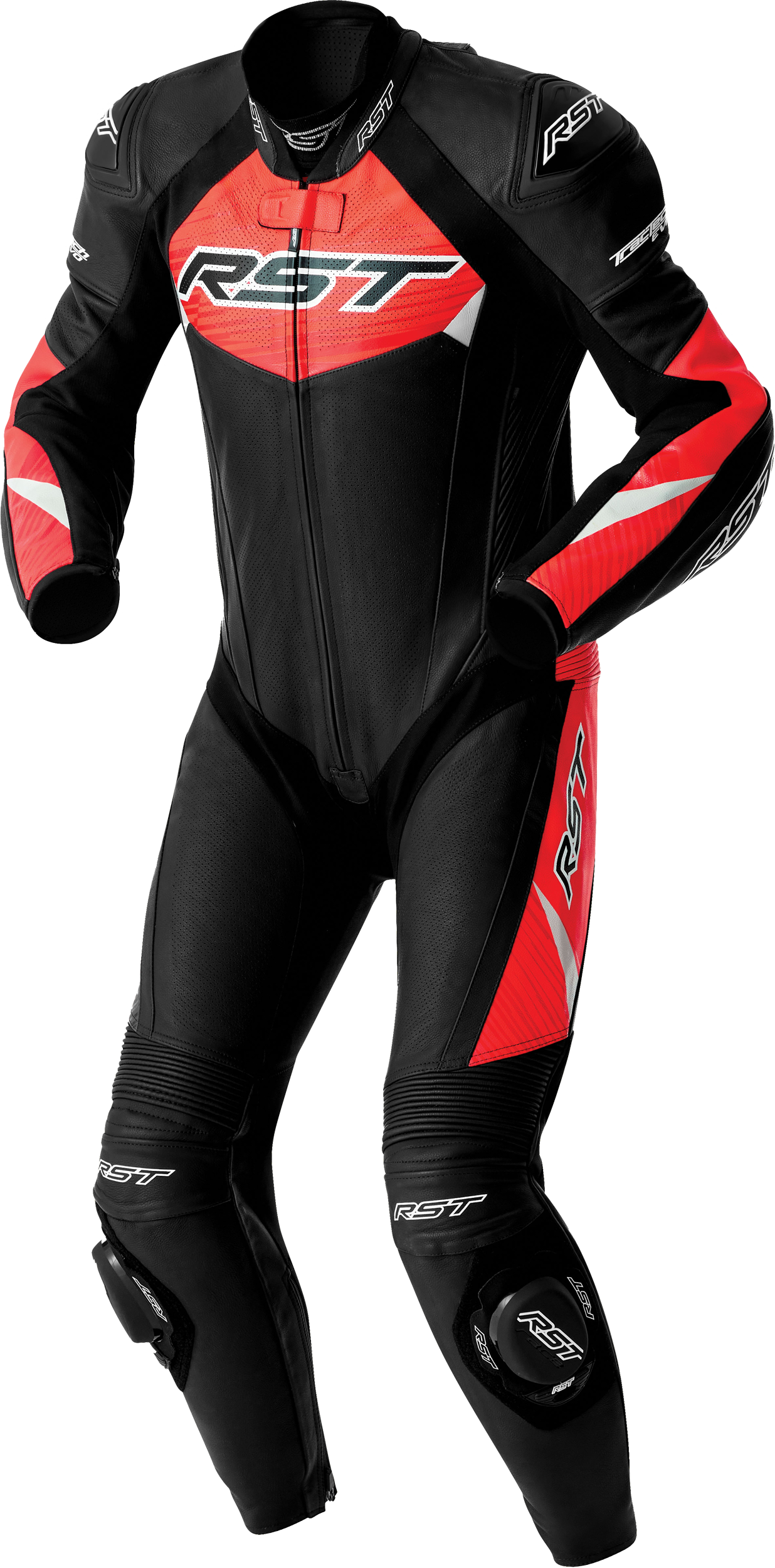 RST Tractech Evo D3o Suit Blk/Flo Red Leather Sm 556-3634240