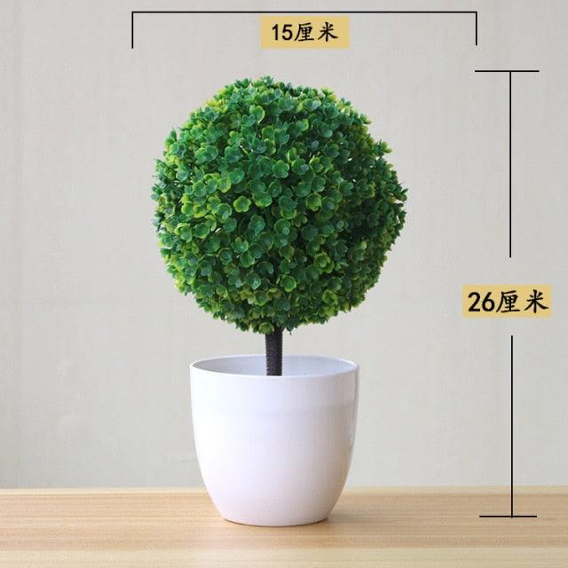 Fake Flowers Potted Ornaments 15x26cm Small Tree Potted Home Hotel Garden Decor Bonsai Artificial Home Decor