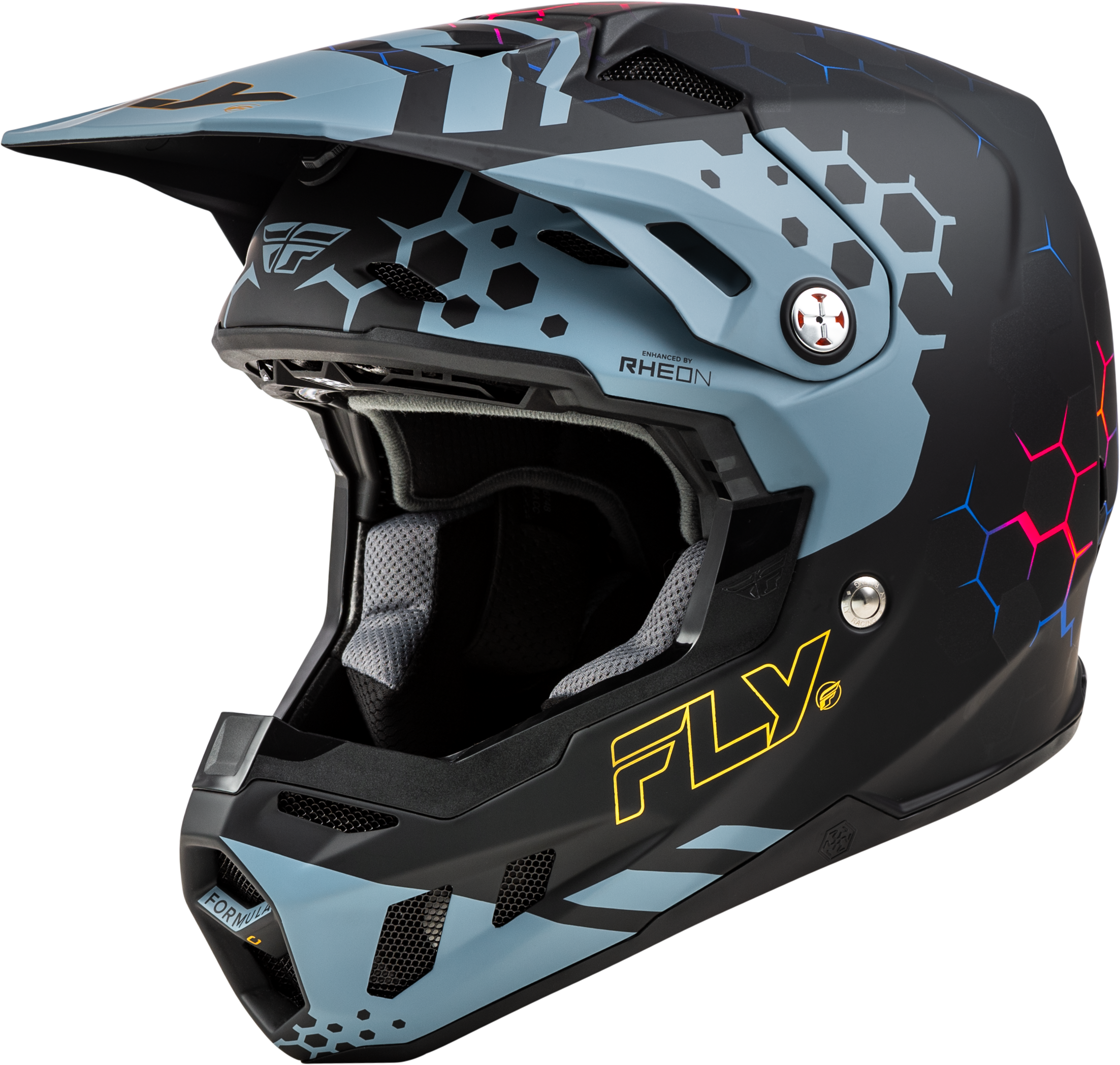 Fly Racing Formula Cc Tektonic Helmet Matte Black/Slate/Blue Lg 73-4333L