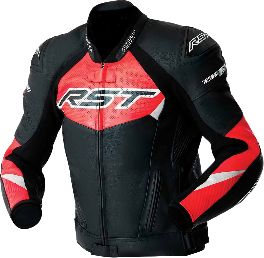 IN STOCK RST Tractech Evo D3o Jacket Blk/Flo Red Leather Lg 556-3635244