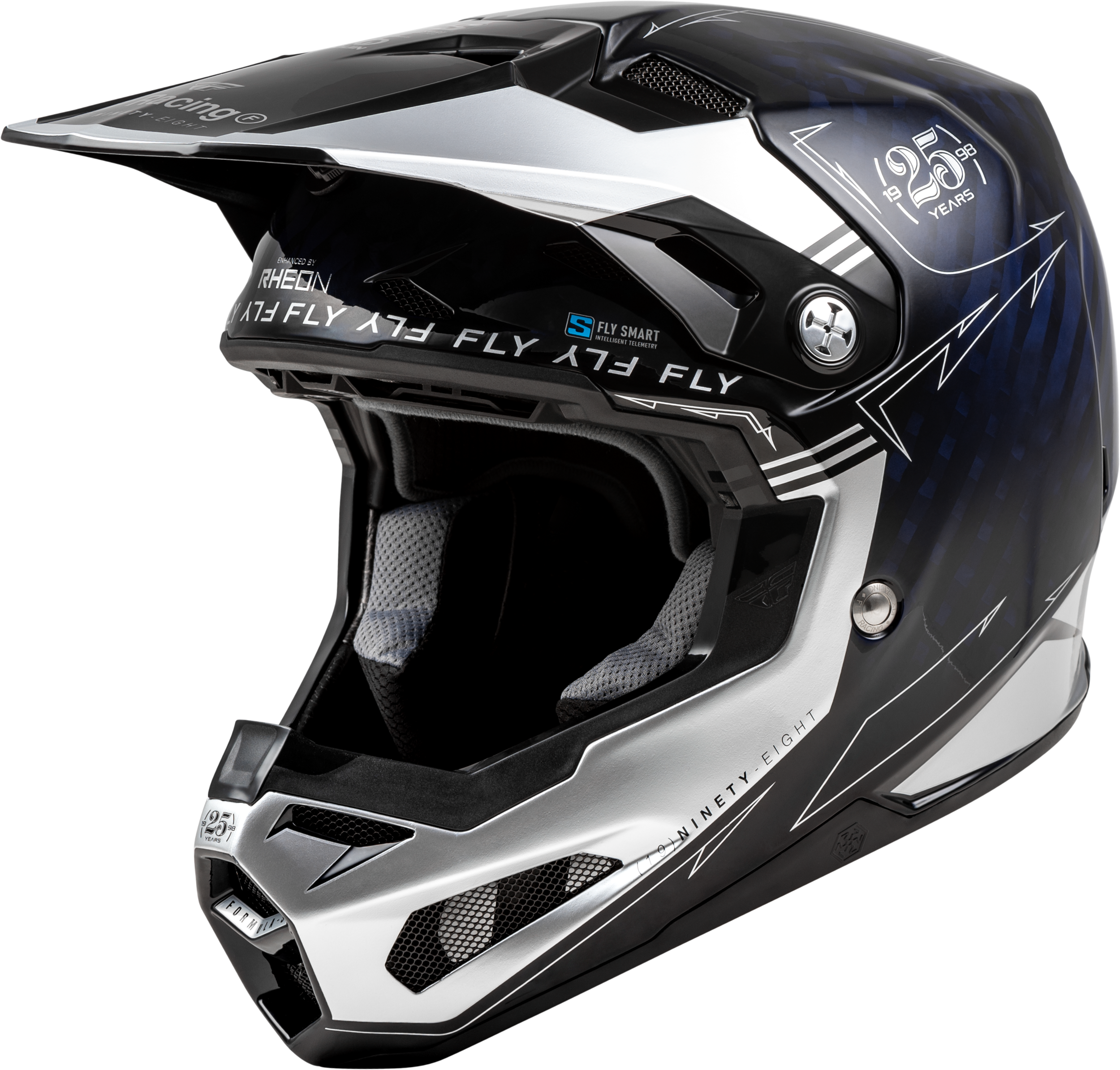 Fly Racing Formula S Carbon Legacy Helmet Blue Carbon/Silver Lg 73-4448L