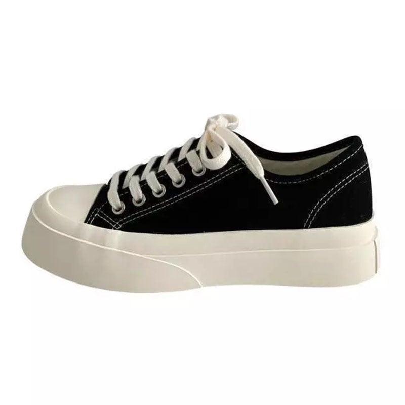 Flat White Sneakers Women's Sports Shoes Platform Vintage Casual Footwear Round Tennis  Athletic Canvas Trainers White Sneakers Low Top Canvas Sneakers