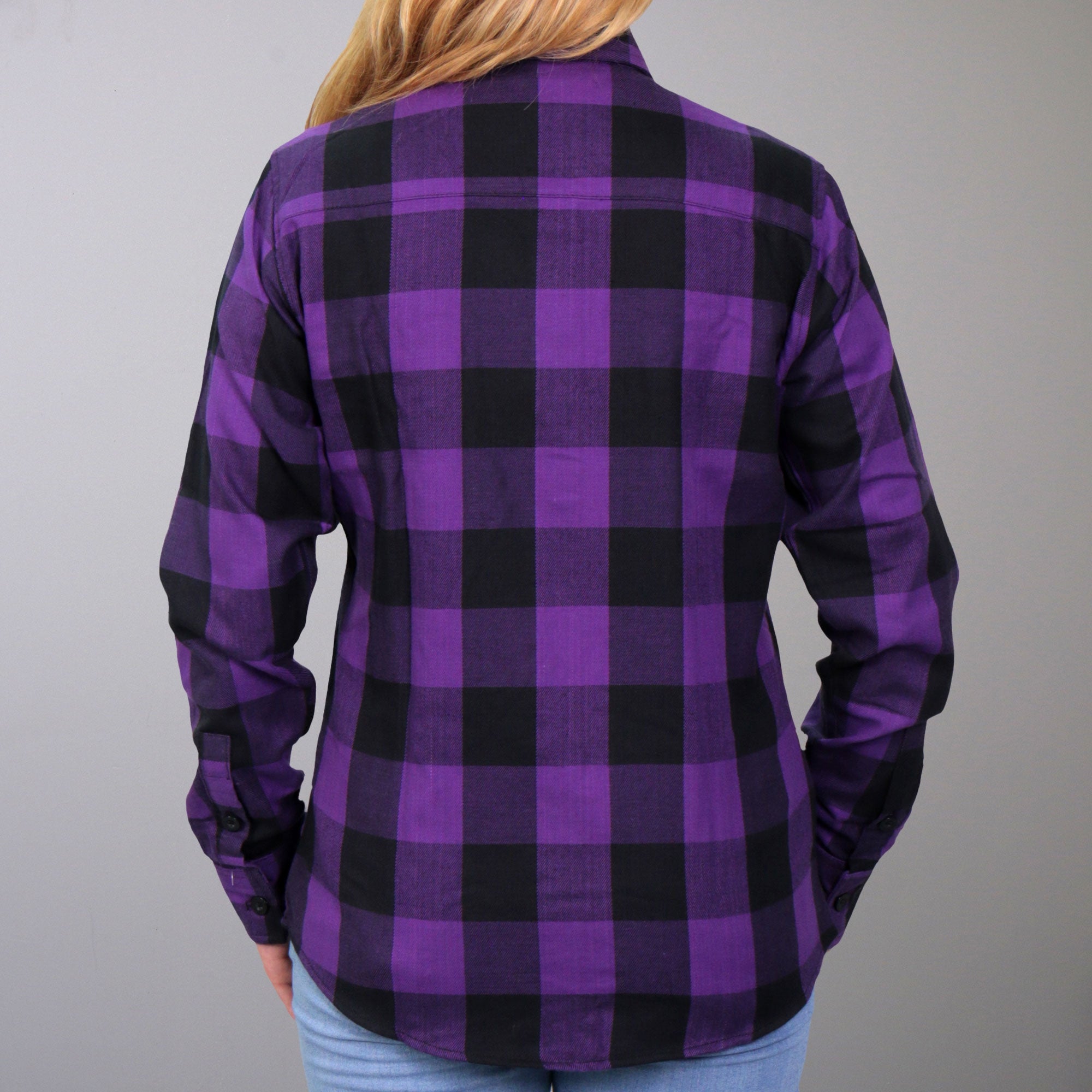 FLL3003 Ladies Black and Purple Long Sleeve Flannel Shirt