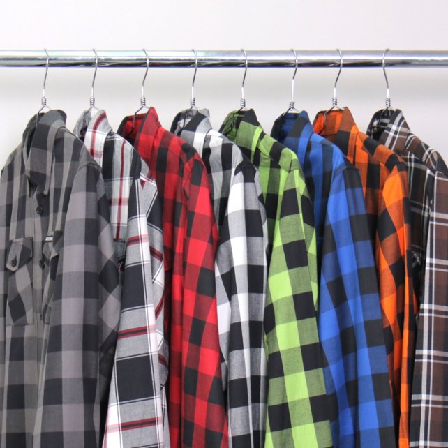 FLM2006 Mens Black and Blue Long Sleeve Flannel Shirt