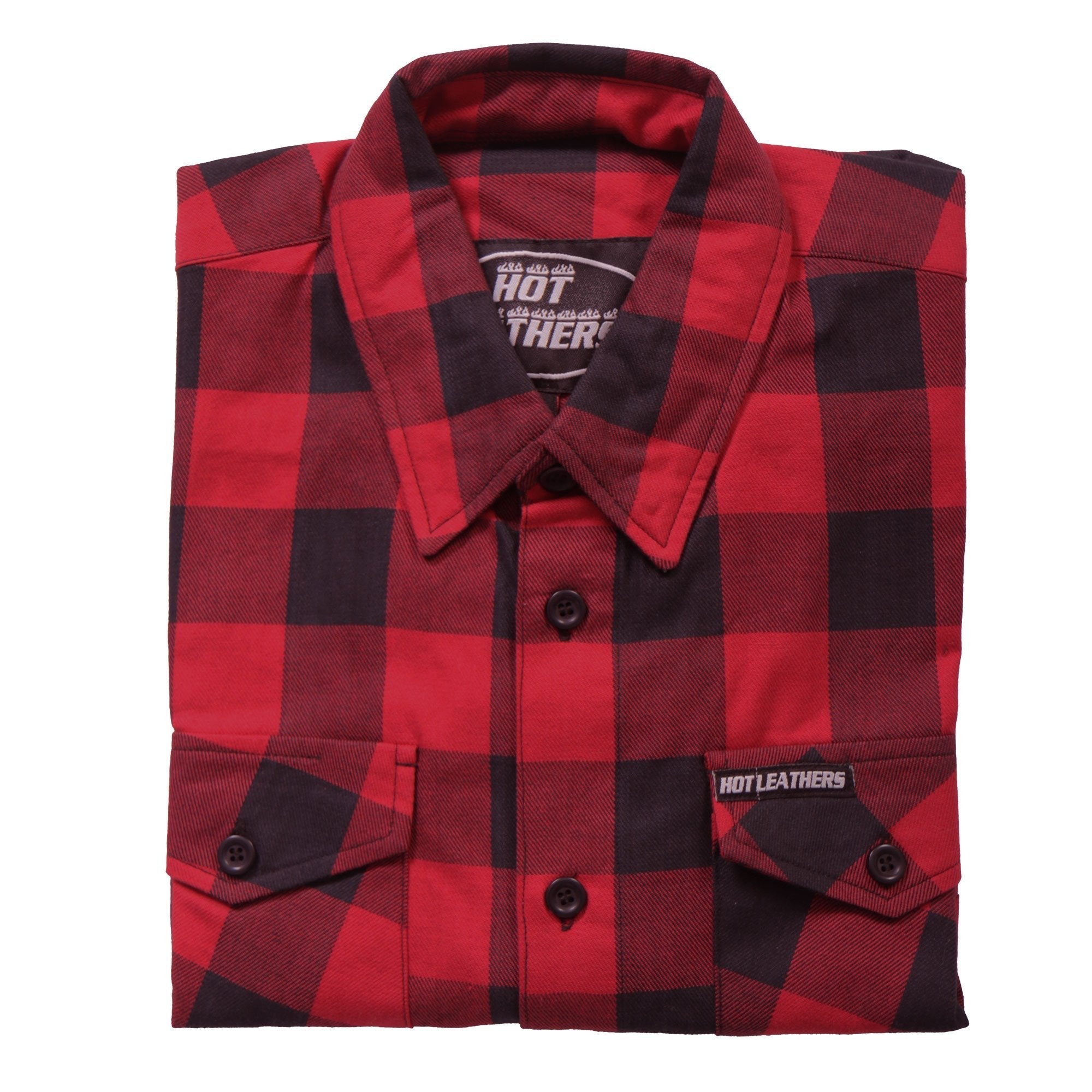 FLM2002 Mens Black and Red Long Sleeve Flannel Shirt