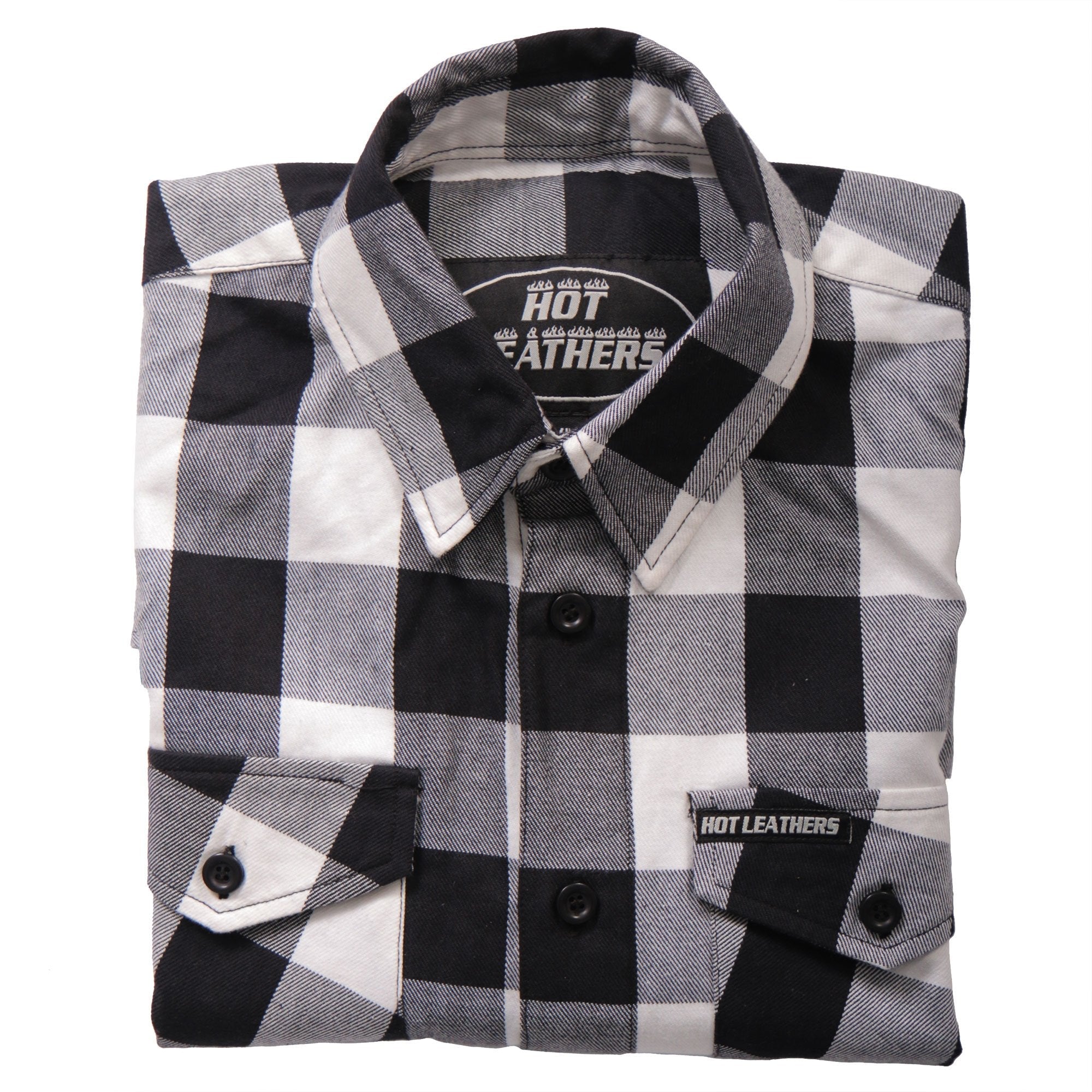 FLM2004 Mens Black and White Long Sleeve Flannel Shirt
