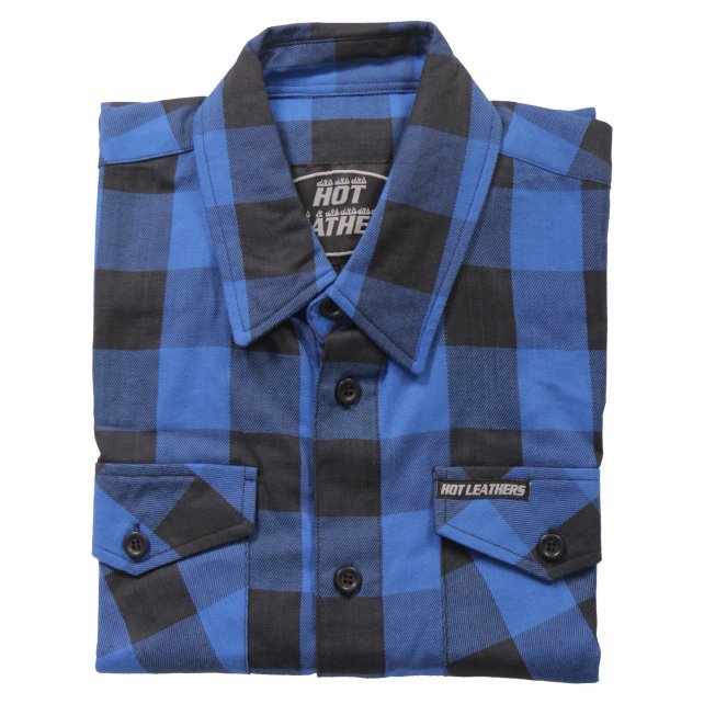 FLM2006 Mens Black and Blue Long Sleeve Flannel Shirt