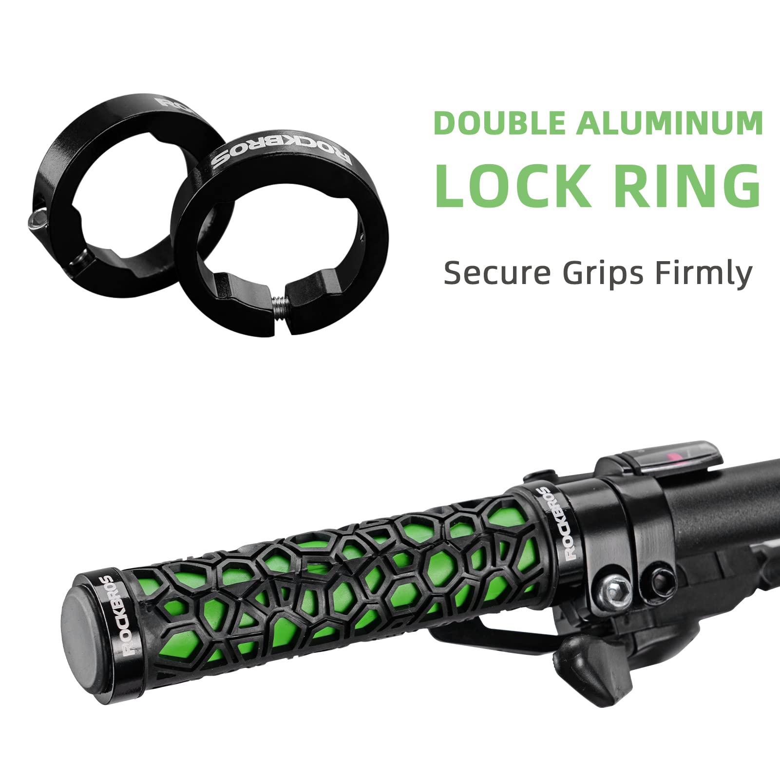 ROCKBROS Bike Handlebar Grips Double Lock-on Non-Slip Grips for MTB, BMX 22.2mm
