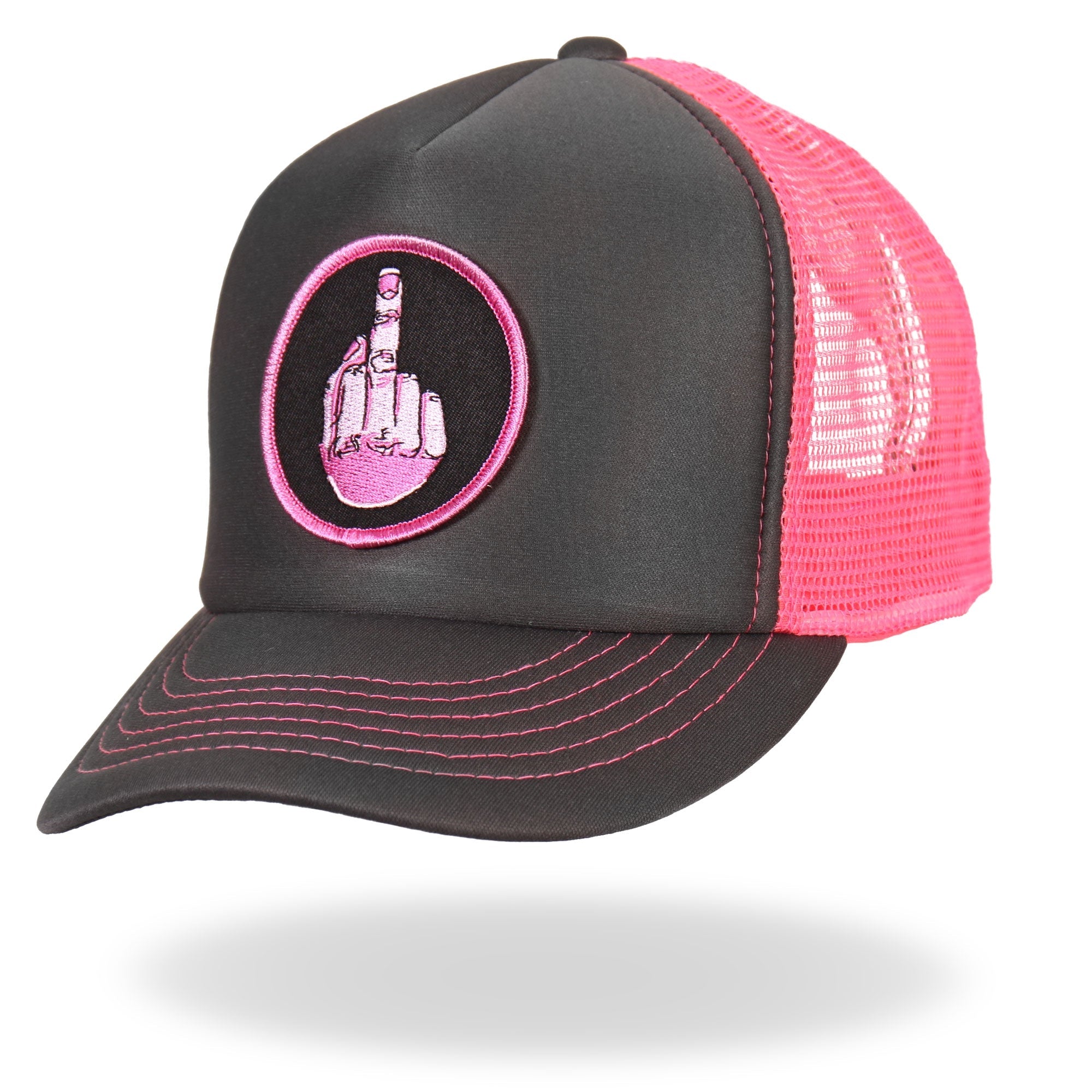 GSH1001 Middle Finger Grey and Pink Trucker Hat