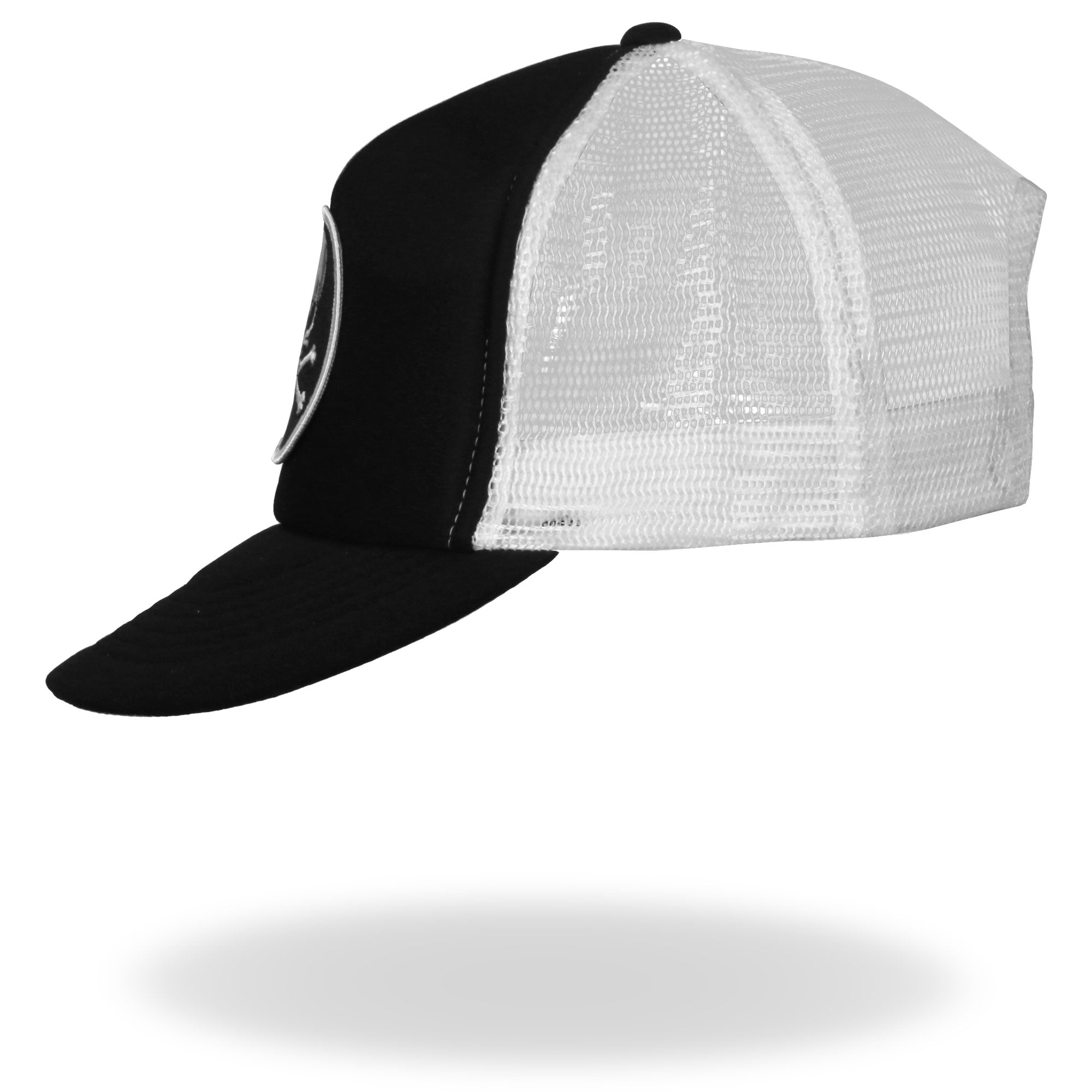 GSH1008 Skull and Cross Bones Black and White Trucker Hat