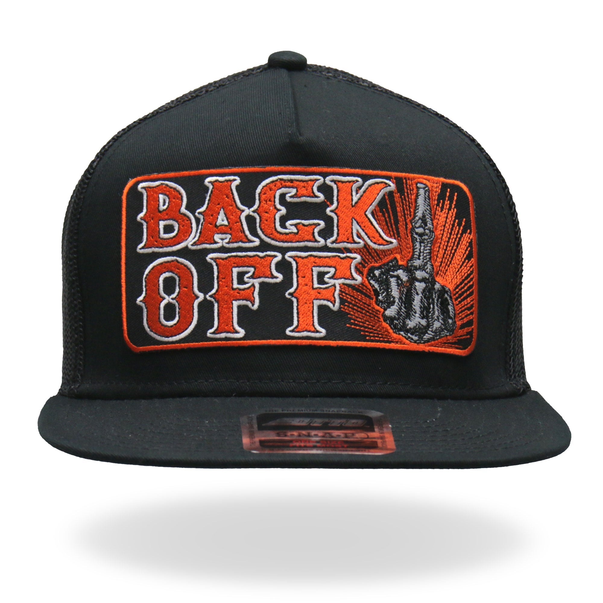 GSH1020 Black ‘Back Off Bone Finger’ Snap Back Hat