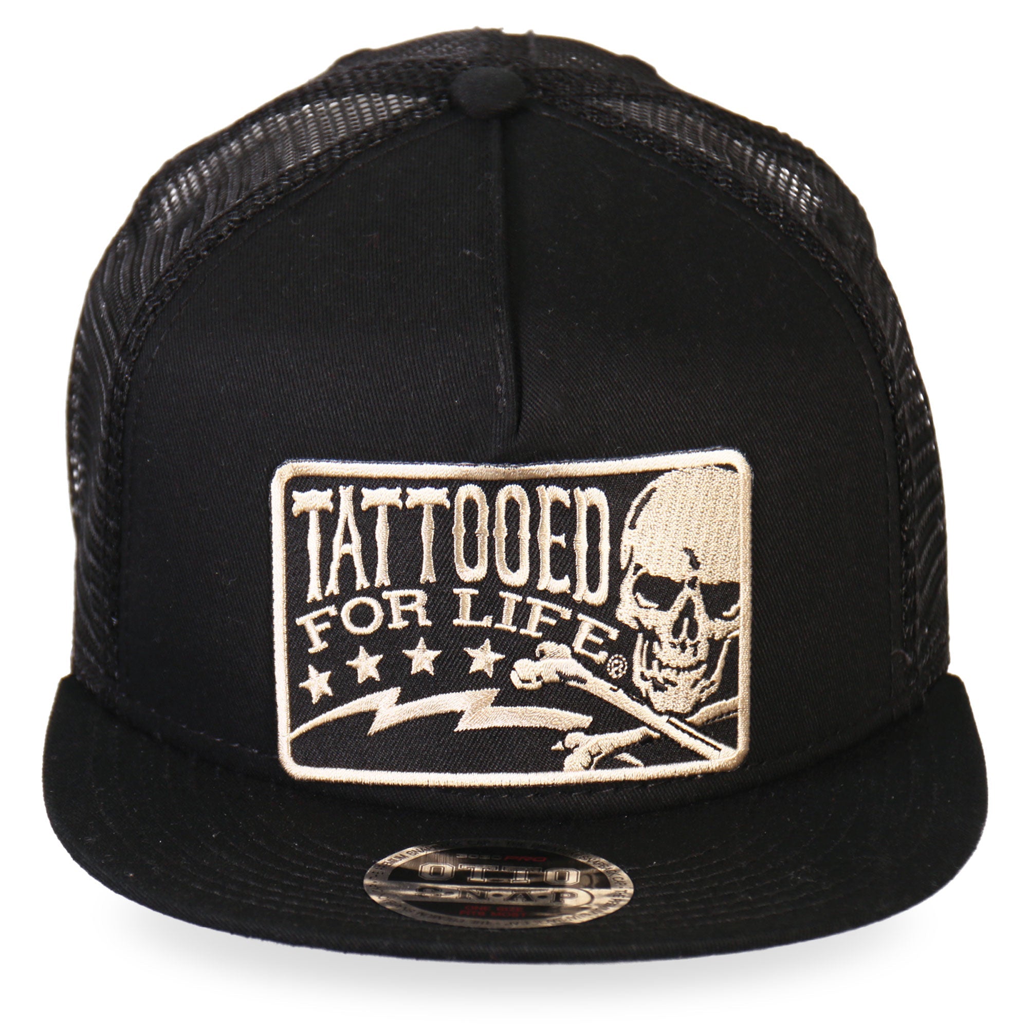 GSH2003 Tattooed for Life Skull and Bolts Snap Back Hat