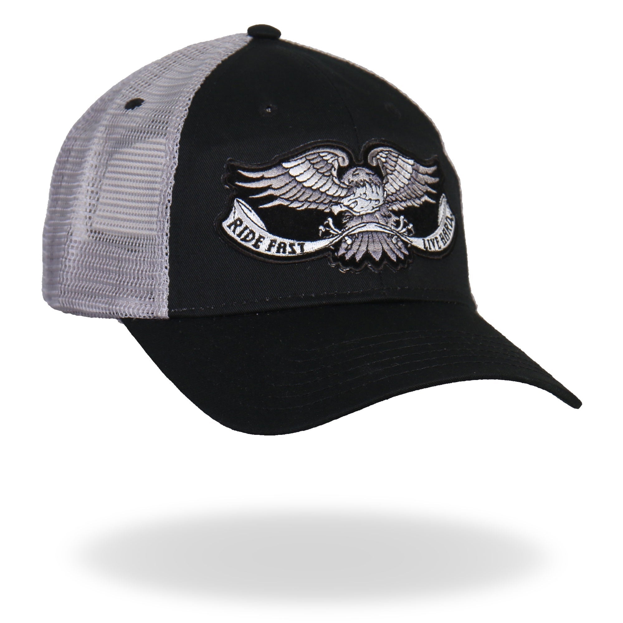 GSH2006 Eagle Tattoo Trucker Black and Grey Hat