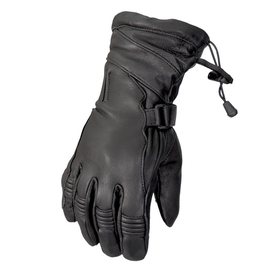 GVD1015 Black Deerskin Leather Gauntlet Gloves