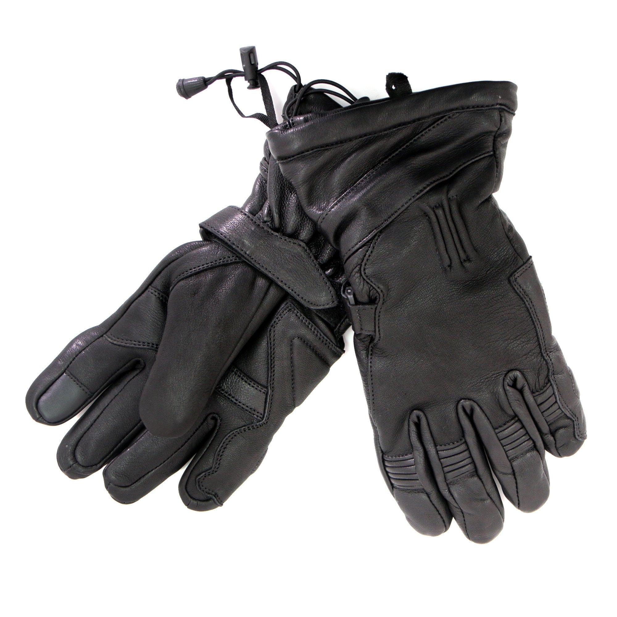 GVD1015 Black Deerskin Leather Gauntlet Gloves