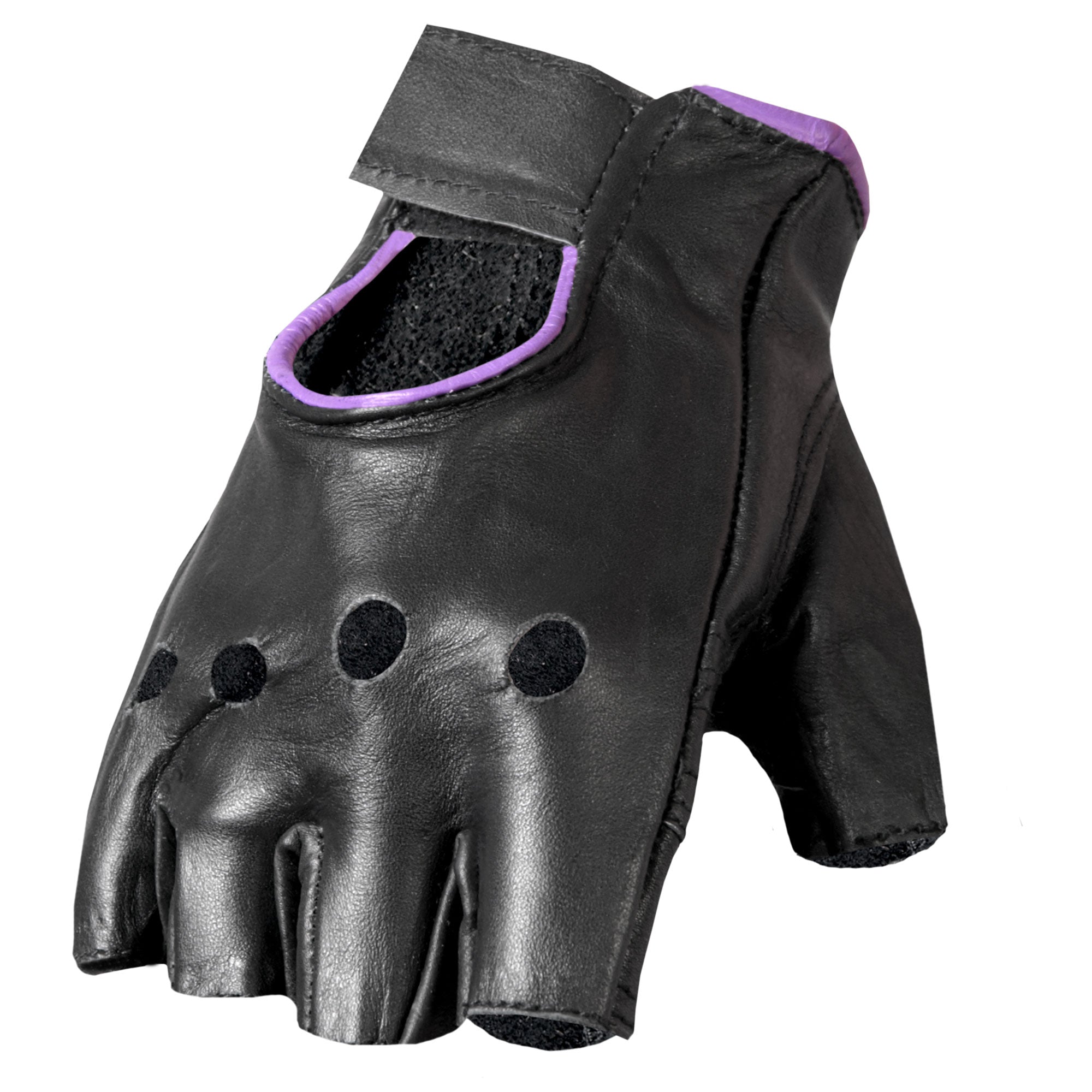 GVL1005 Ladies Purple Piping Fingerless Gloves