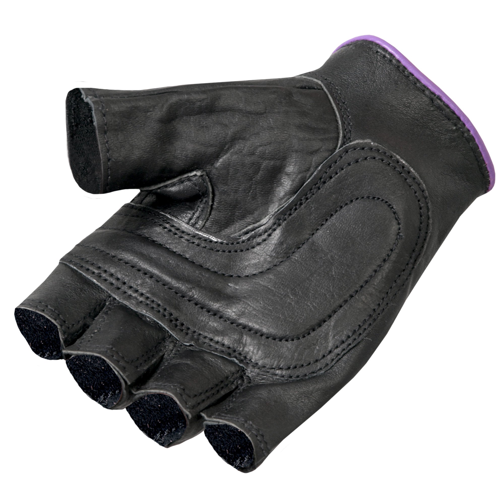 GVL1005 Ladies Purple Piping Fingerless Gloves