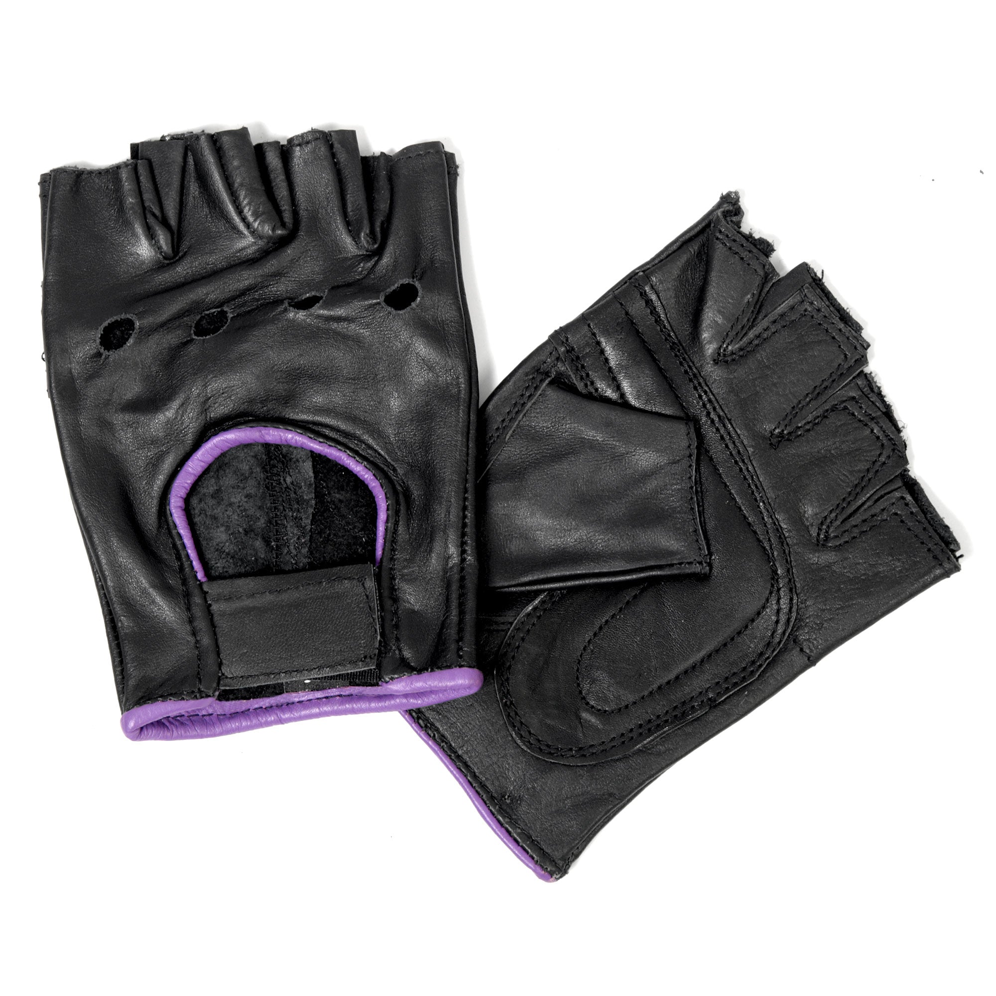 GVL1005 Ladies Purple Piping Fingerless Gloves
