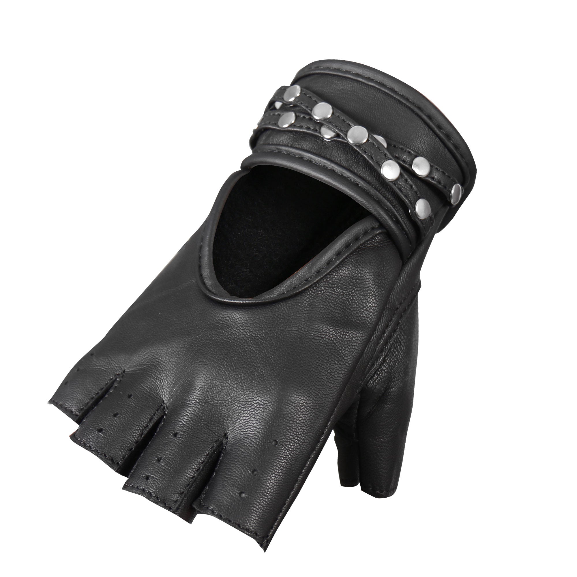 GVL1010 Ladies Fingerless Gel Palm Gloves with Studs