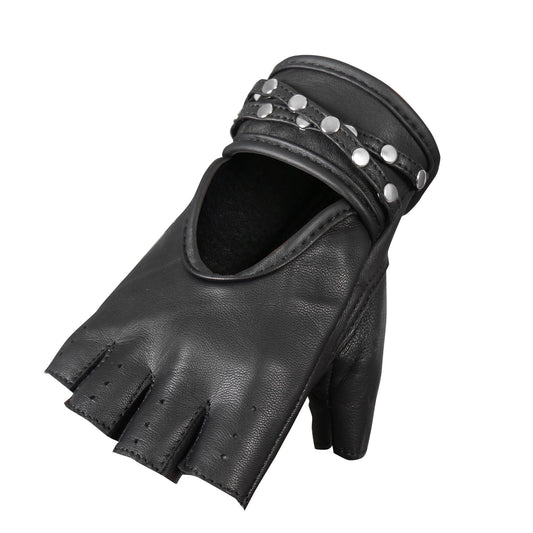 GVL1010 Ladies Fingerless Gel Palm Gloves with Studs