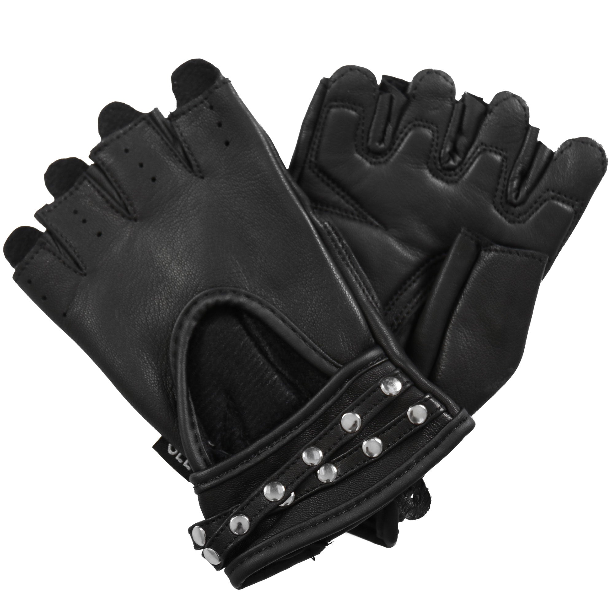 GVL1010 Ladies Fingerless Gel Palm Gloves with Studs