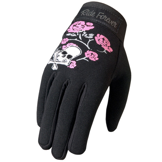 GVL2005 Skull and Roses Ladies Mechanics Work Gloves